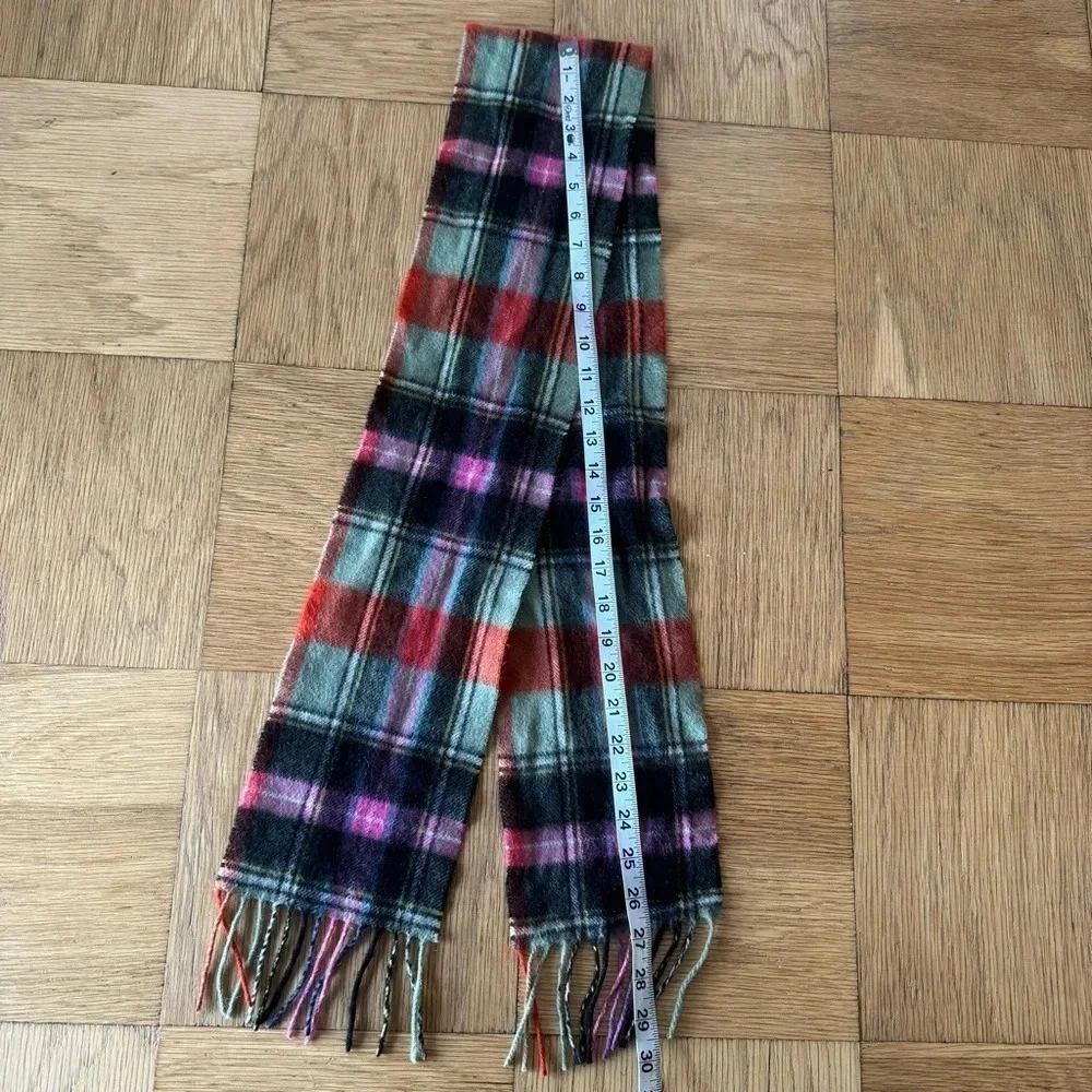 Edinburgh Cashmere Scarf Fringe Plaid Pink Green Red